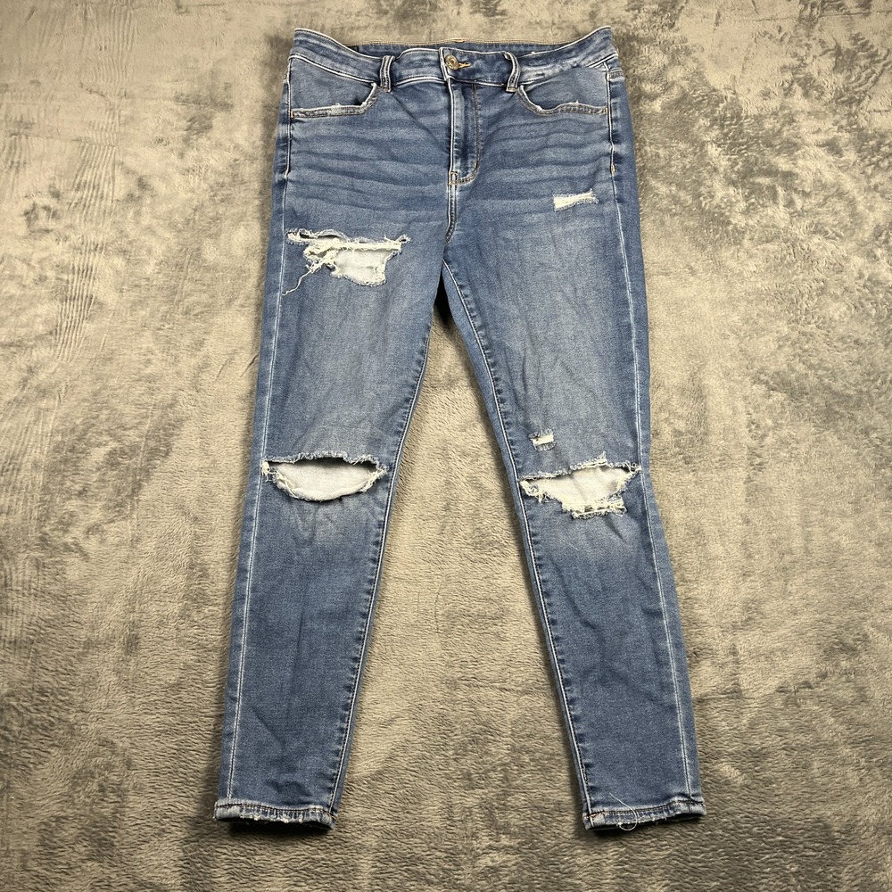 American Eagle Outfitters High Rise Jegging Jeans Women 12 Short Blue Distressed